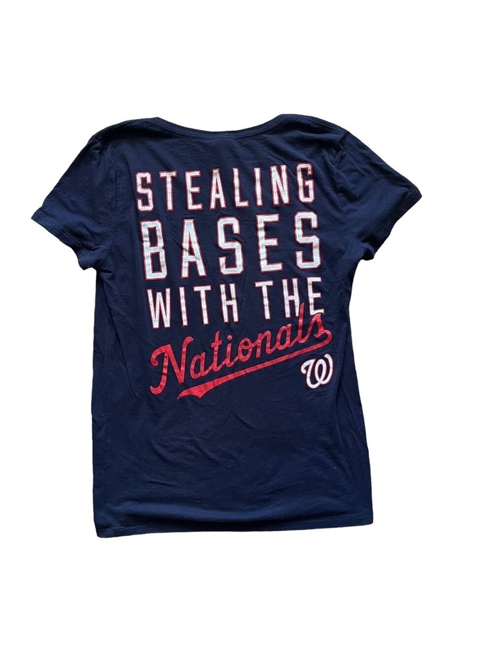 PINK Victoria's Secret MLB Washington Nationals Baseball Navy VNeck Shirt Size M